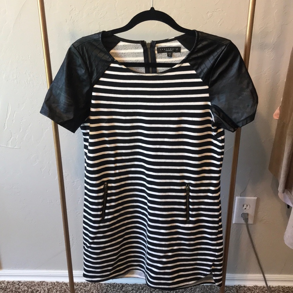 Faux Leather Black & White Dress